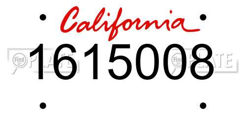 1615008 California License Plate