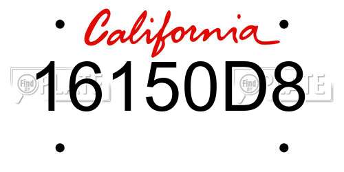 16150D8 California License Plate