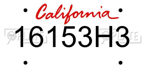 16153H3 California License Plate
