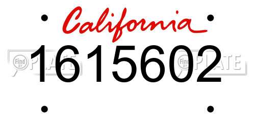 1615602 California License Plate