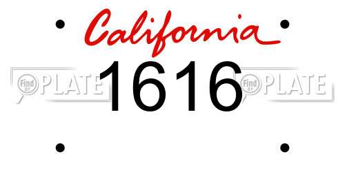 1616 California License Plate