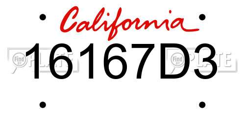 16167D3 California License Plate