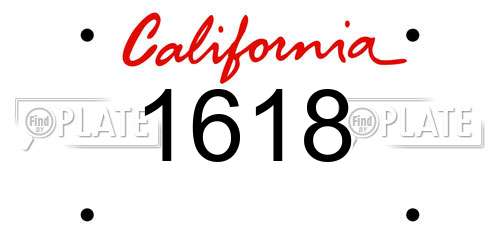 1618 California License Plate