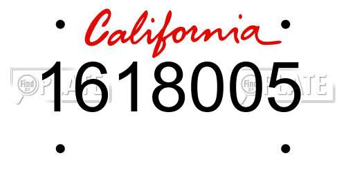 1618005 California License Plate
