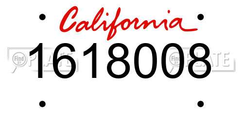 1618008 California License Plate