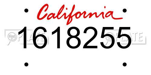 1618255 California License Plate