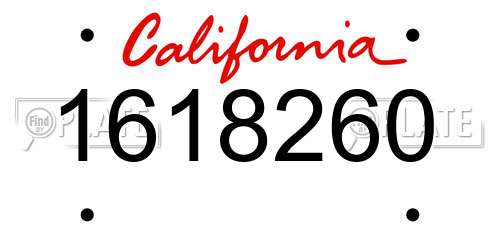 1618260 California License Plate