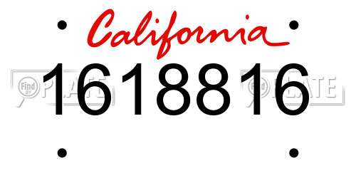 1618816 California License Plate