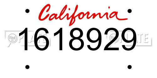 1618929 California License Plate