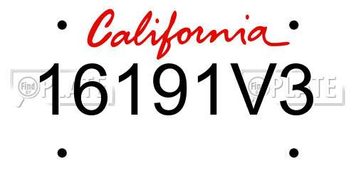 16191V3 California License Plate