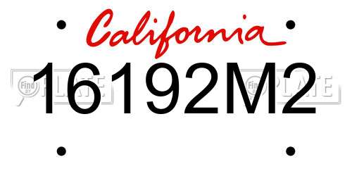16192M2 California License Plate