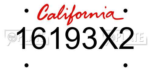 16193X2 California License Plate