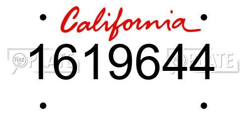 1619644 California License Plate