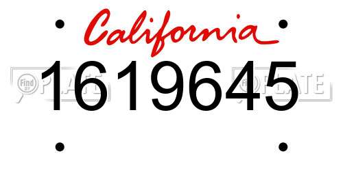 1619645 California License Plate