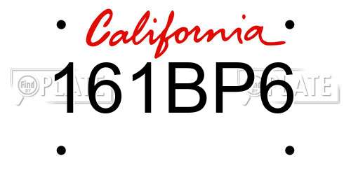 161BP6 California License Plate