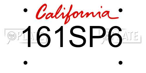 161SP6 California License Plate