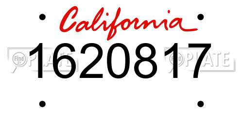 1620817 California License Plate