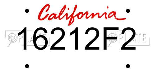 16212F2 California License Plate