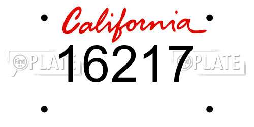 16217 California License Plate