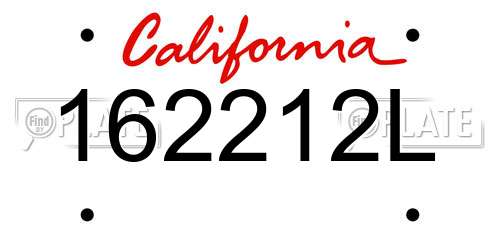 162212L California License Plate