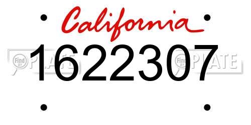 1622307 California License Plate