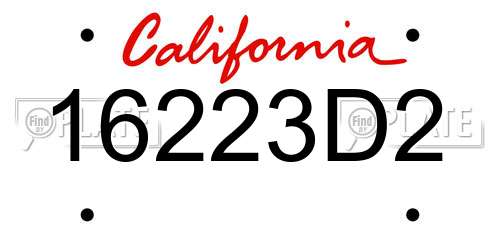 16223D2 California License Plate