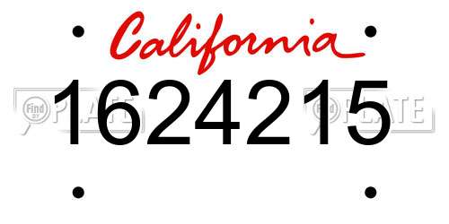 1624215 California License Plate