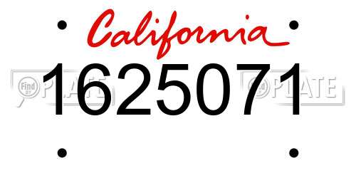 1625071 California License Plate