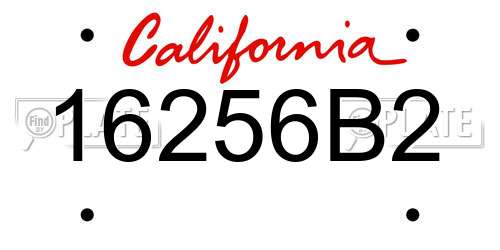 16256B2 California License Plate
