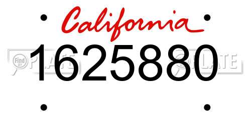 1625880 California License Plate