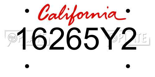 16265Y2 California License Plate