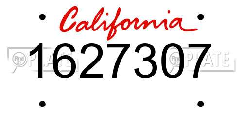 1627307 California License Plate