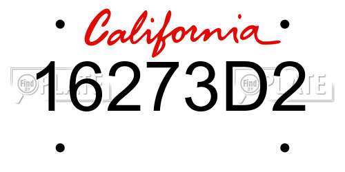 16273D2 California License Plate