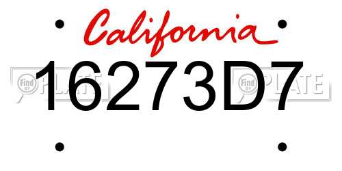 16273D7 California License Plate
