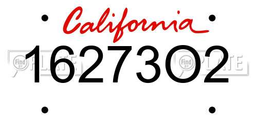 16273O2 California License Plate