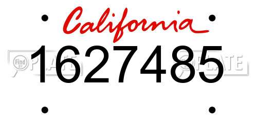 1627485 California License Plate