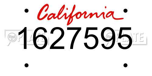 1627595 California License Plate