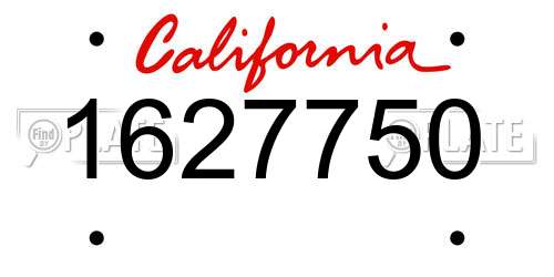 1627750 California License Plate