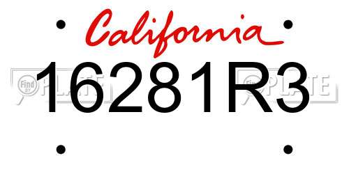 16281R3 California License Plate