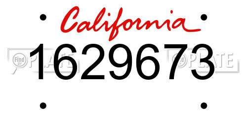 1629673 California License Plate