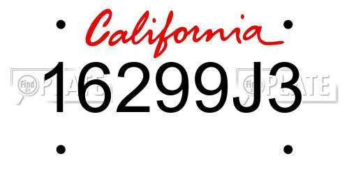 16299J3 California License Plate