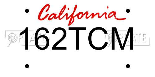 162TCM California License Plate