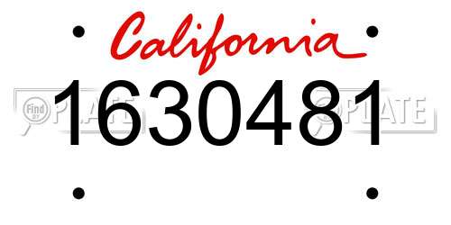1630481 California License Plate