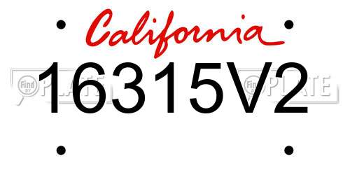 16315V2 California License Plate