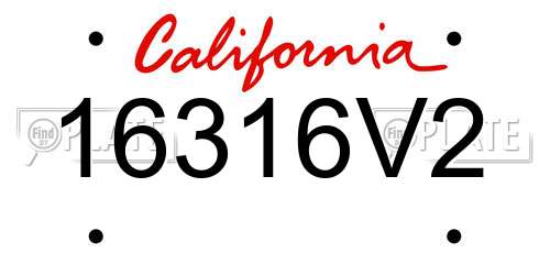 16316V2 California License Plate