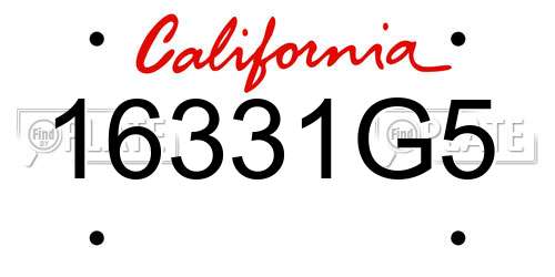 16331G5 California License Plate