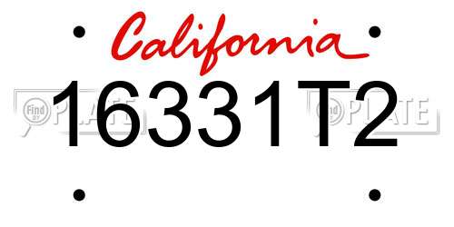 16331T2 California License Plate