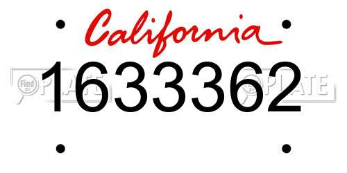 1633362 California License Plate