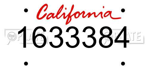 1633384 California License Plate
