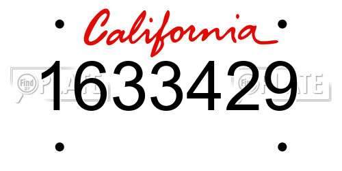 1633429 California License Plate